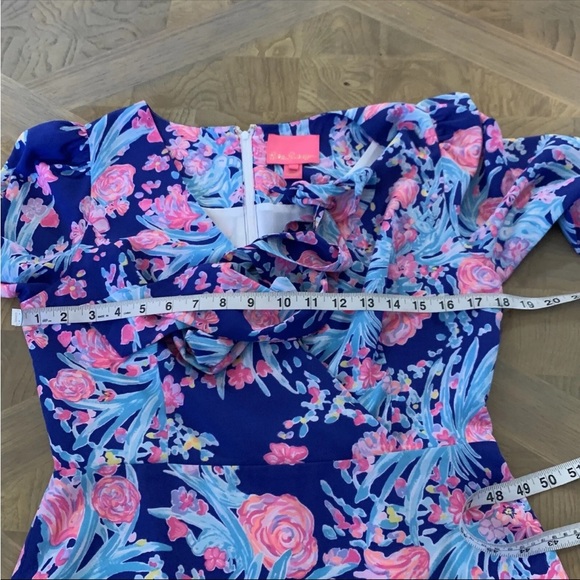 Lilly Pulitzer Floral multicolor Rosie Dress size 6 Long bishop sleeves Lined - Picture 12 of 14